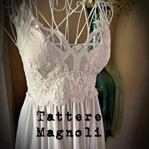 New Boho Crochet Lace Ivory Flowing Cami Tunic Top